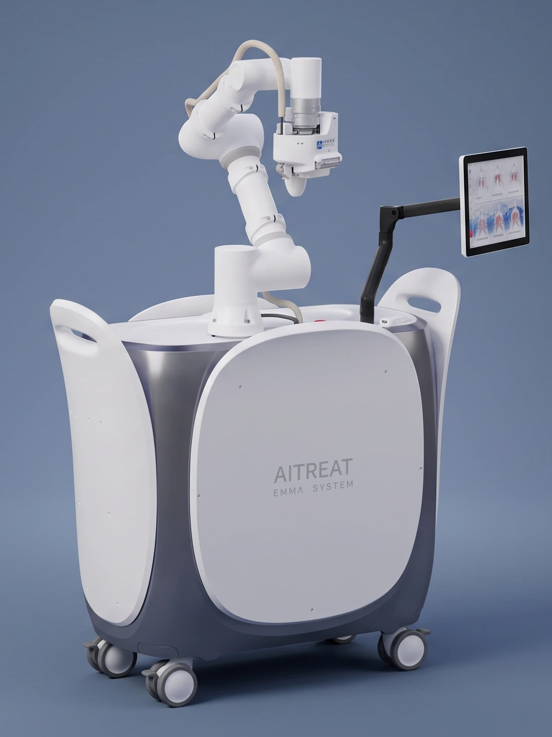 EMMA robotic therapy system with its treatment arm and control panel